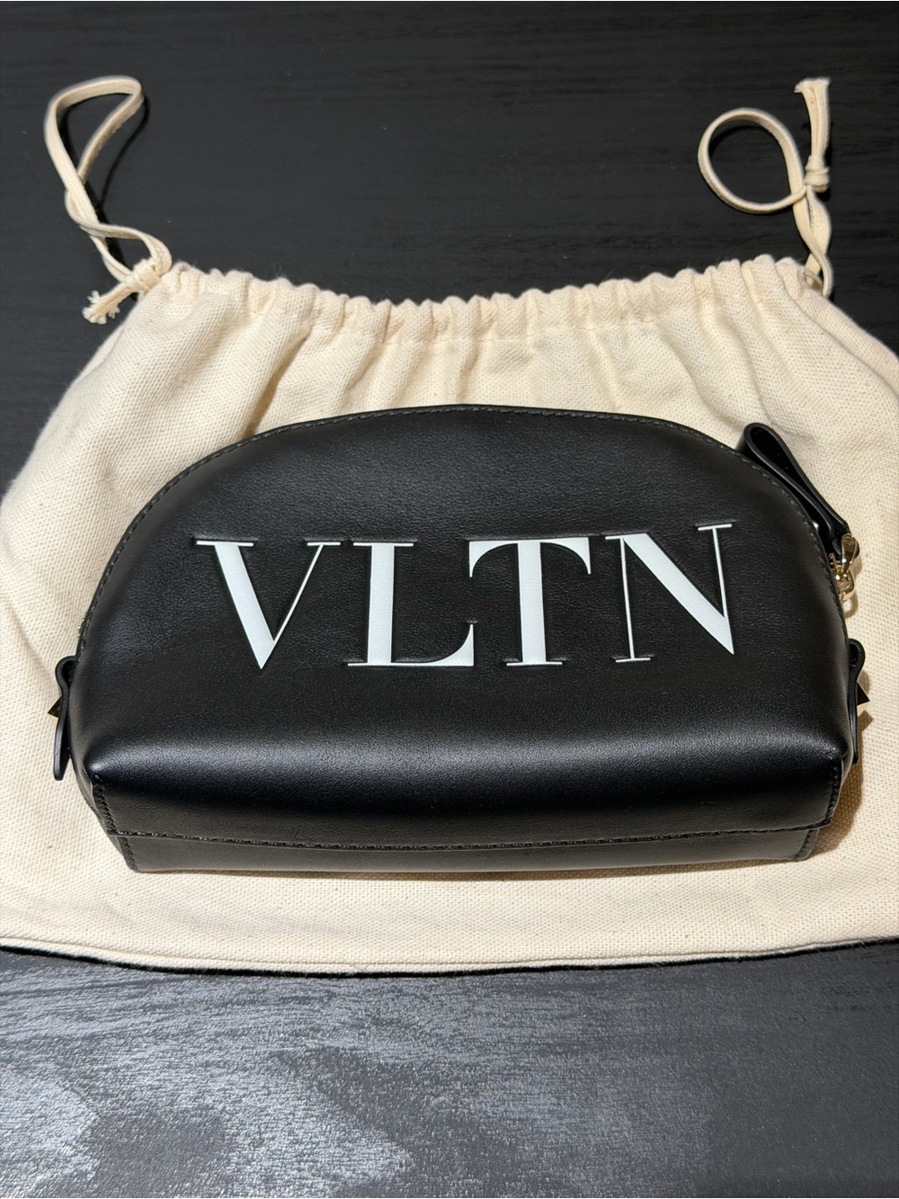 Black Leather Zip Pouch - Picture 1 of 4